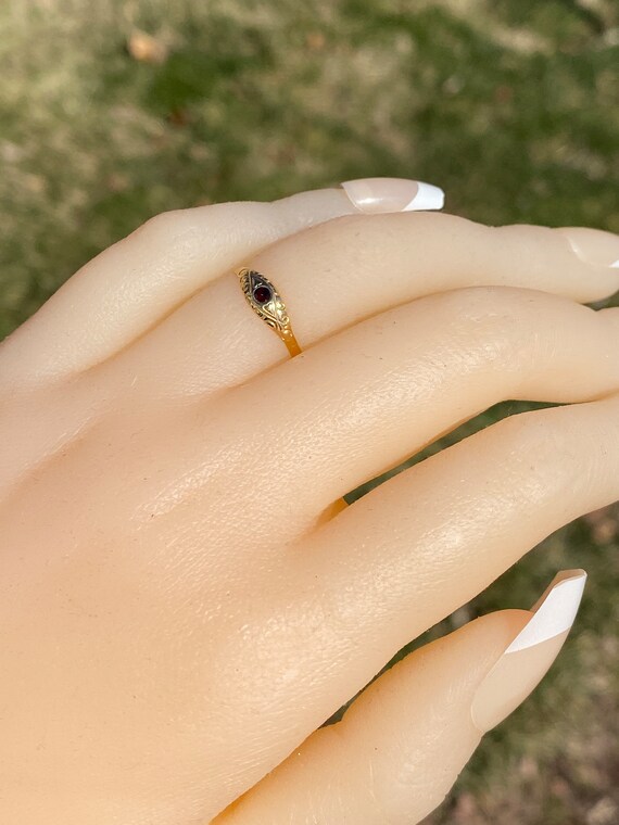 Childs Antique Garnet Ring in Yellow Gold - image 8