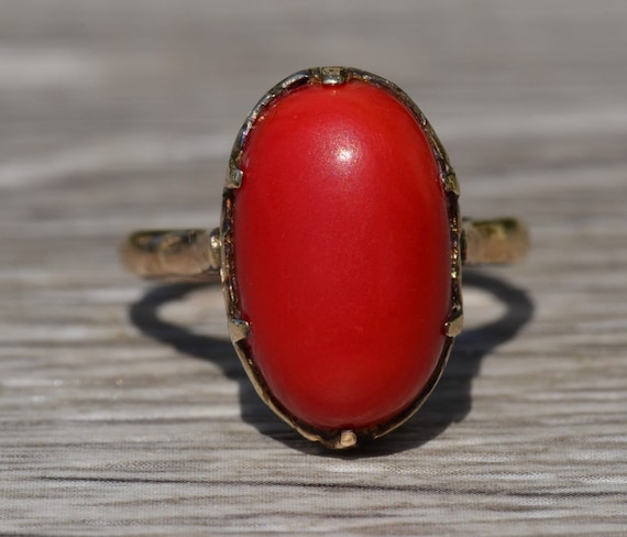 世紀の変わり目のアンティーク地中海珊瑚リング - Etsy 日本