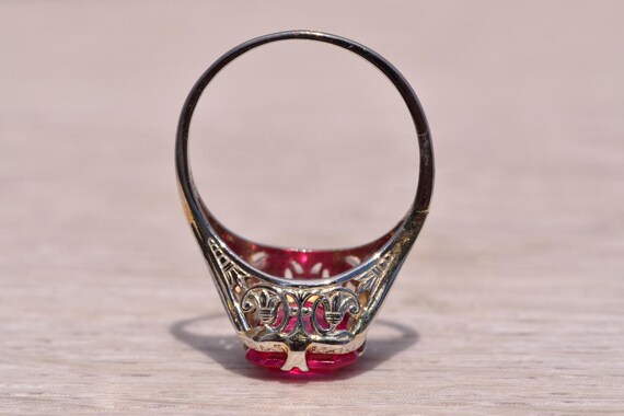 Lab Created Ruby Filigree Ring in White Gold - image 7