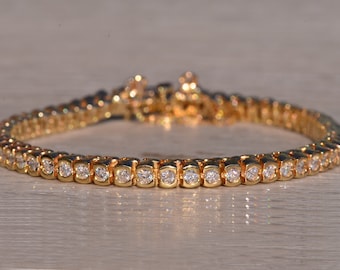 Half Bezel Set Diamond Tennis Bracelet with Natural Diamonds