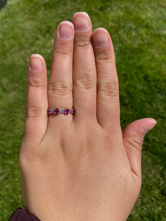 Stackable Pink Sapphire and Diamond Ring - image 8