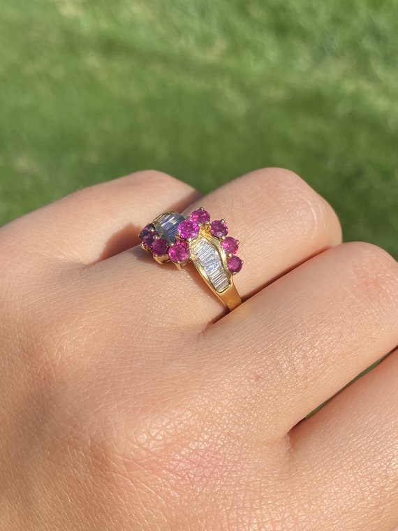 Ruby & Diamond Crossover Ring in 18 Karat Yellow … - image 9