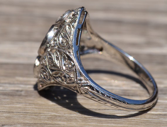 Outstanding Edwardian Three Stone Filigree Ring - image 5