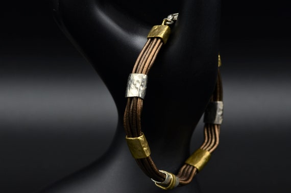 Signed Silpada Cord and Sterling Silver Bracelet - image 3