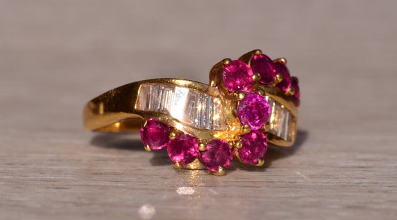 Ruby & Diamond Crossover Ring in 18 Karat Yellow … - image 5