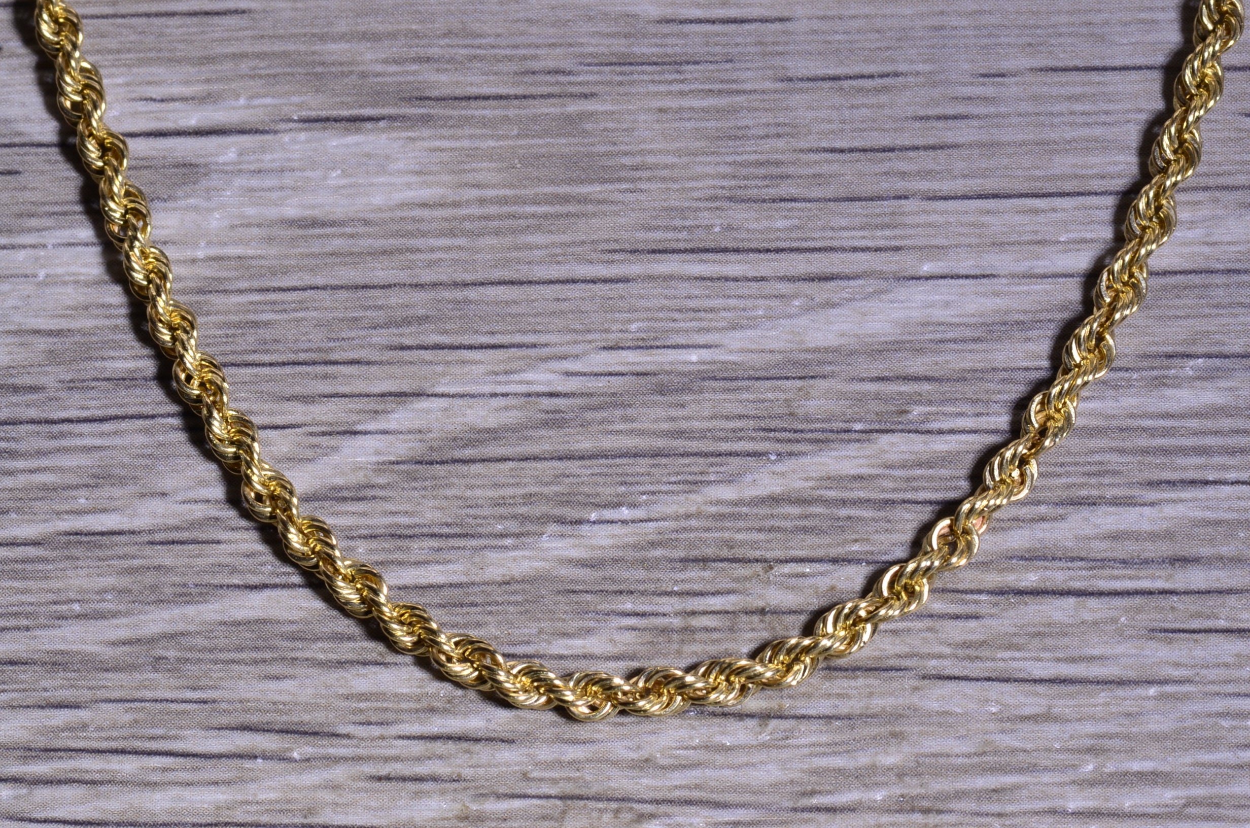 Men's 18 Inch Solid Rope Chain in 14K Yellow Gold - Etsy