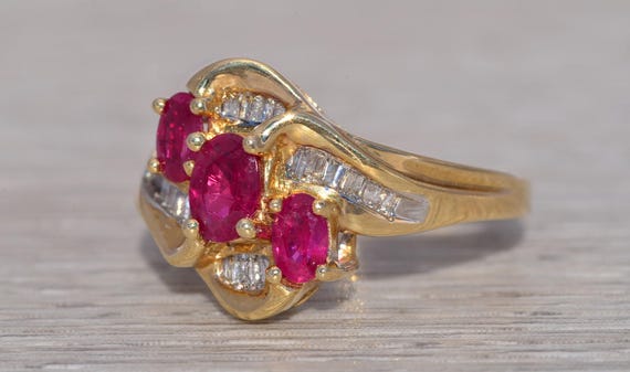 Past Present Future Ruby & Diamond Ring set with … - image 2