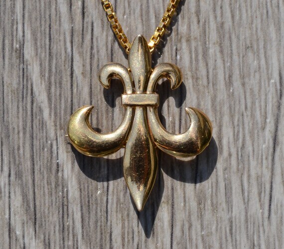 Vintage Fleur De Lis Pendant/ Pin Combination in … - image 1