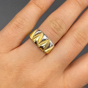 Italian Made Milor Contemporary Sterling Silver and Gold Tone Ring