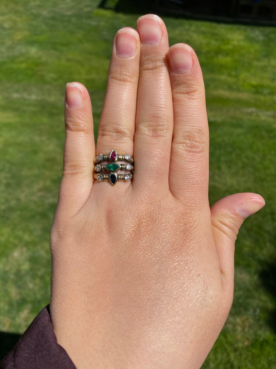 Tri-row Stack-able Modernist Style Statement Ring - image 7