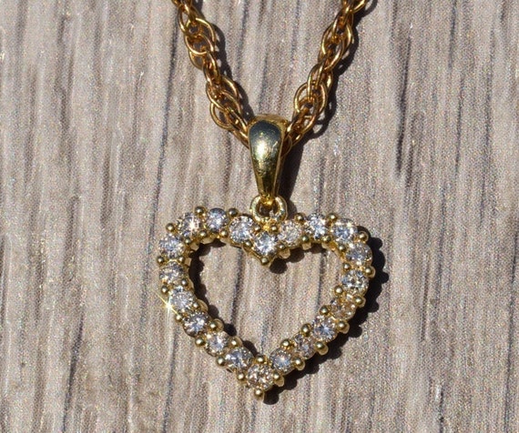 Ladies 14K Yellow Gold Heart Diamond Pendant - image 1