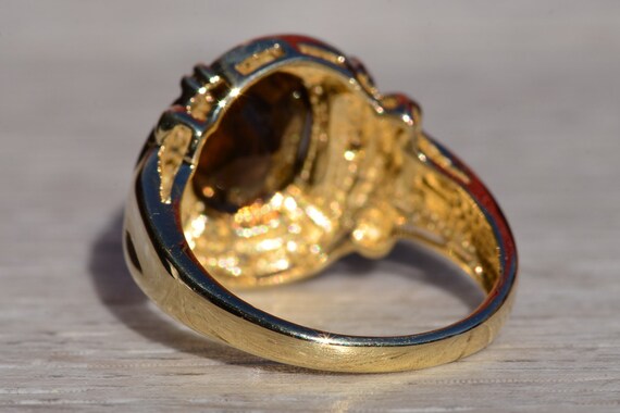 Ladies 14K Yellow Gold Ring set with Smokey Quart… - image 3