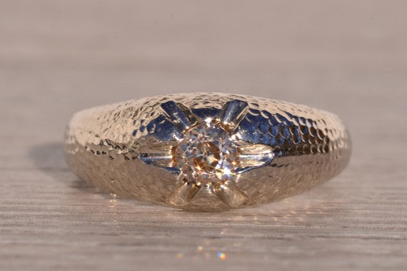 Antique Colored Diamond Ring in White Gold - image 6