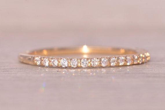 Petite Yellow Gold Natural Diamond Stackable Band - image 5