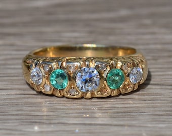 Antique Emerald and Diamond Band