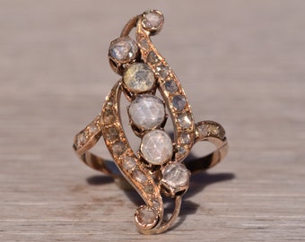 Antique Georgian Rose Cut Diamond Ring in Rose Gold