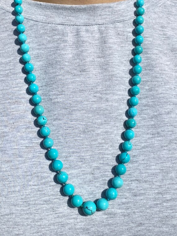 Graduated Modernist Turquoise Bead Necklace - image 2