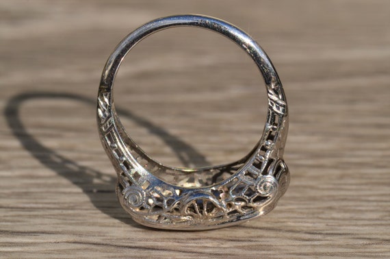 Antique Ladies Three Diamond Ring in 14K White Go… - image 7