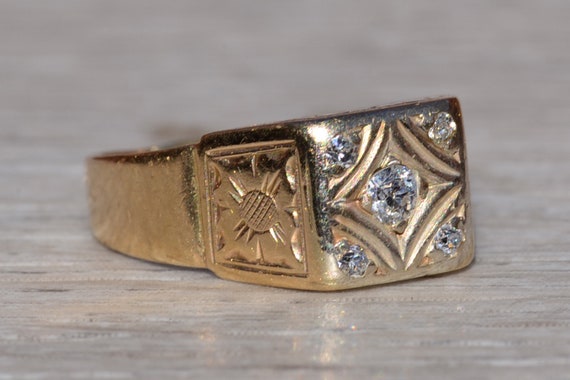 Antique 14K Yellow Gold Ring set with Diamonds - image 5