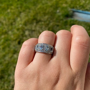 Vintage Aquamarine and Diamond Band in White Gold image 9