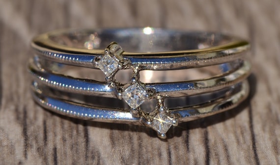 Stack-able Three row Diamond Ring - image 1