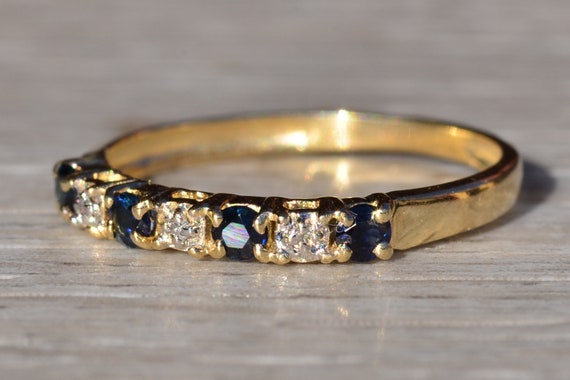 Ladies Yellow Gold Sapphire and Diamond Stackable… - image 2