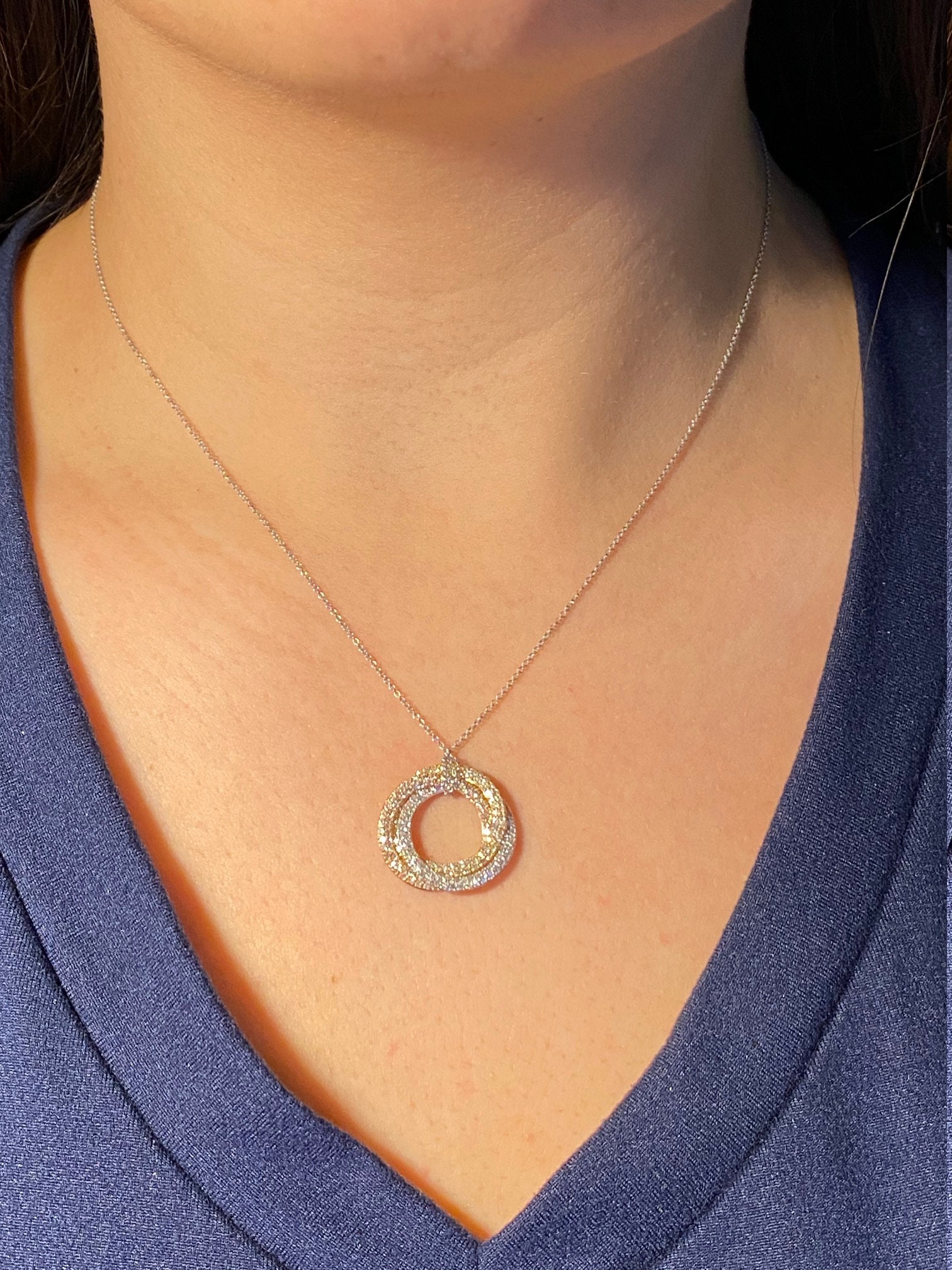 Ladies 14K Tricolor and Diamond Infinity Rings Necklace - Etsy