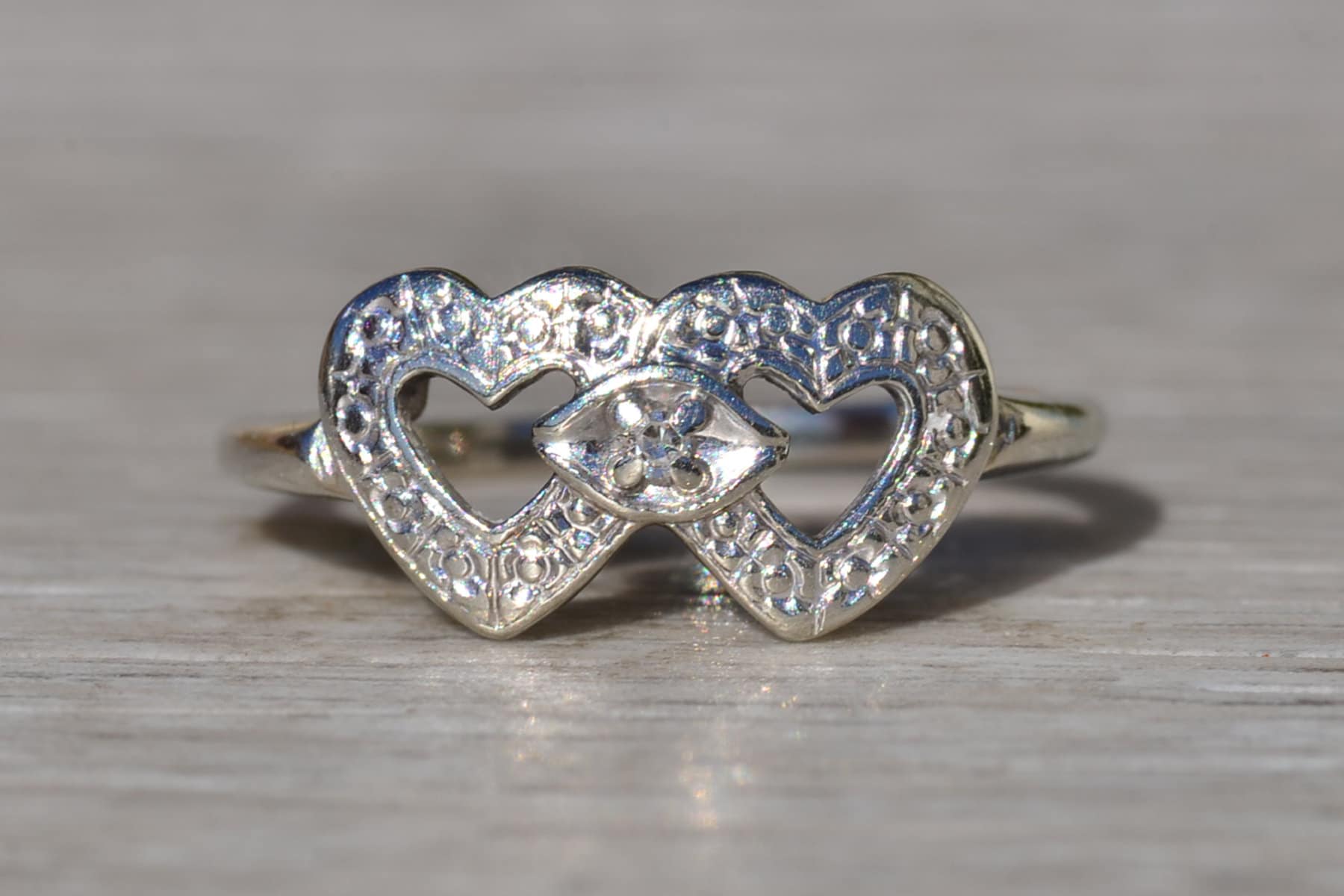 Vintage double heart sweetheart cheap ring