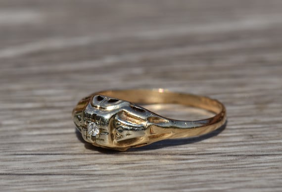 Antique Late Art Deco Early Retro Engagement Ring… - image 2