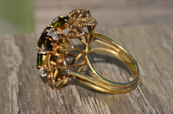 Vintage Tourmaline and Diamond Ring - image 5