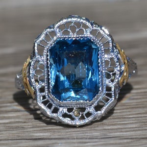 Ladies Antique 14K Two Tone Ring set with Laboratory Grown Spinel