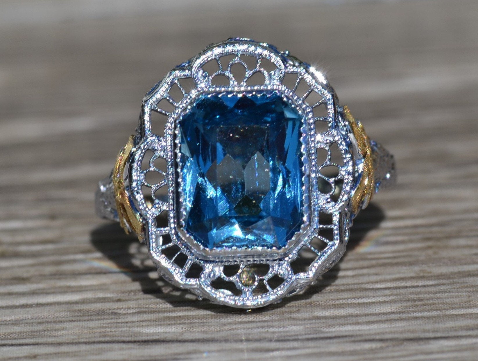 FINE JEWELRY Mens Diamond Accent Genuine Blue Spinel 14K Gold