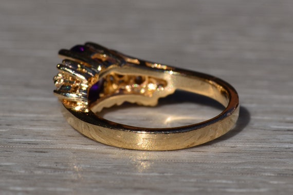 Rich Amethyst and Diamond Ring in Yellow Gold - image 3