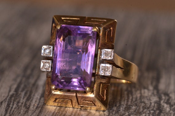 Amazing Original Art Deco Amethyst Cocktail Ring