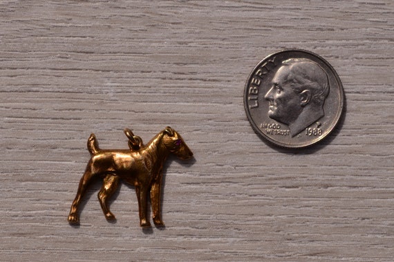14K Yellow Gold Pointer Dog Charm - image 1