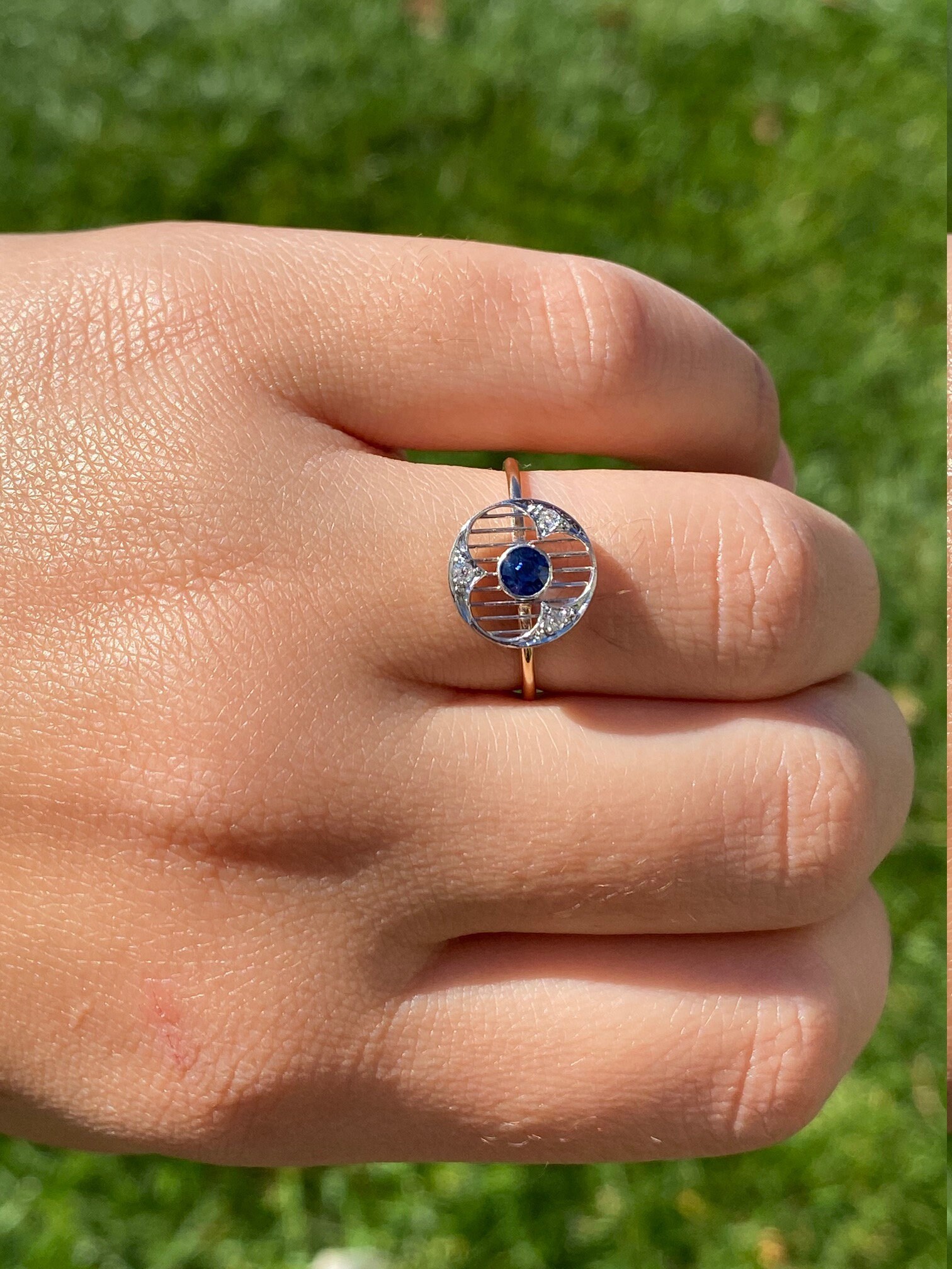 Antique Art Deco Platinum and 18 Karat Yellow Gold Sapphire | Etsy