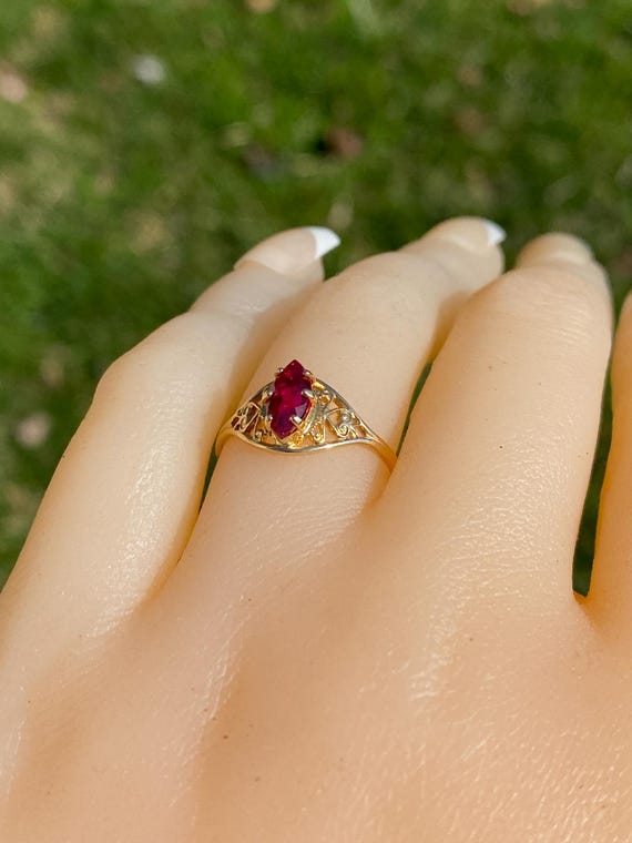 Lab Created Ruby Ring in Yellow Gold - image 9