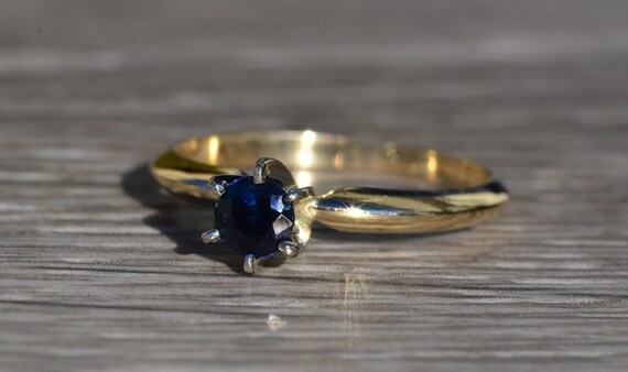 Ladies 14K Two Tone Midnight Blue Sapphire Engage… - image 2