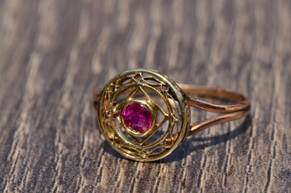 Filigree Ring set with Ruby - image 5