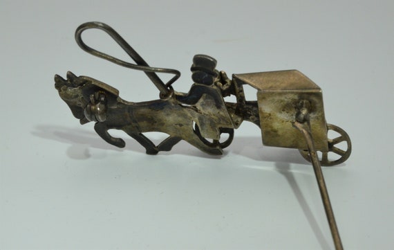 SILVER925 アンティーク風 馬車と騎士のブローチ純銀