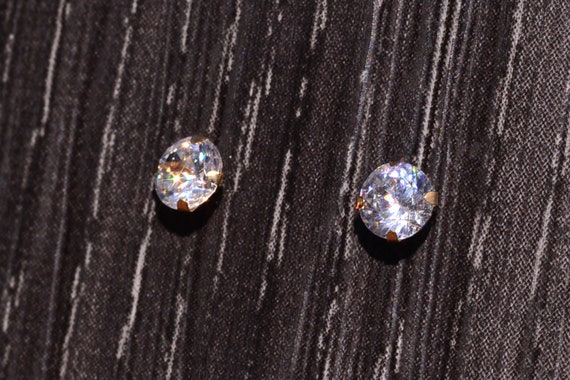 Yellow Gold Top Hole Studs set with CZ - image 2