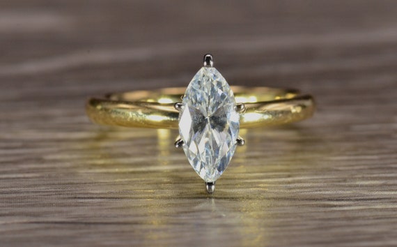 Yellow Gold Ring set with Marquise CZ - image 1