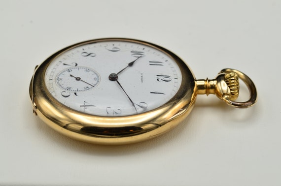 Antique Engraved B Wolff Gruen Pocket Watch in 14… - image 3