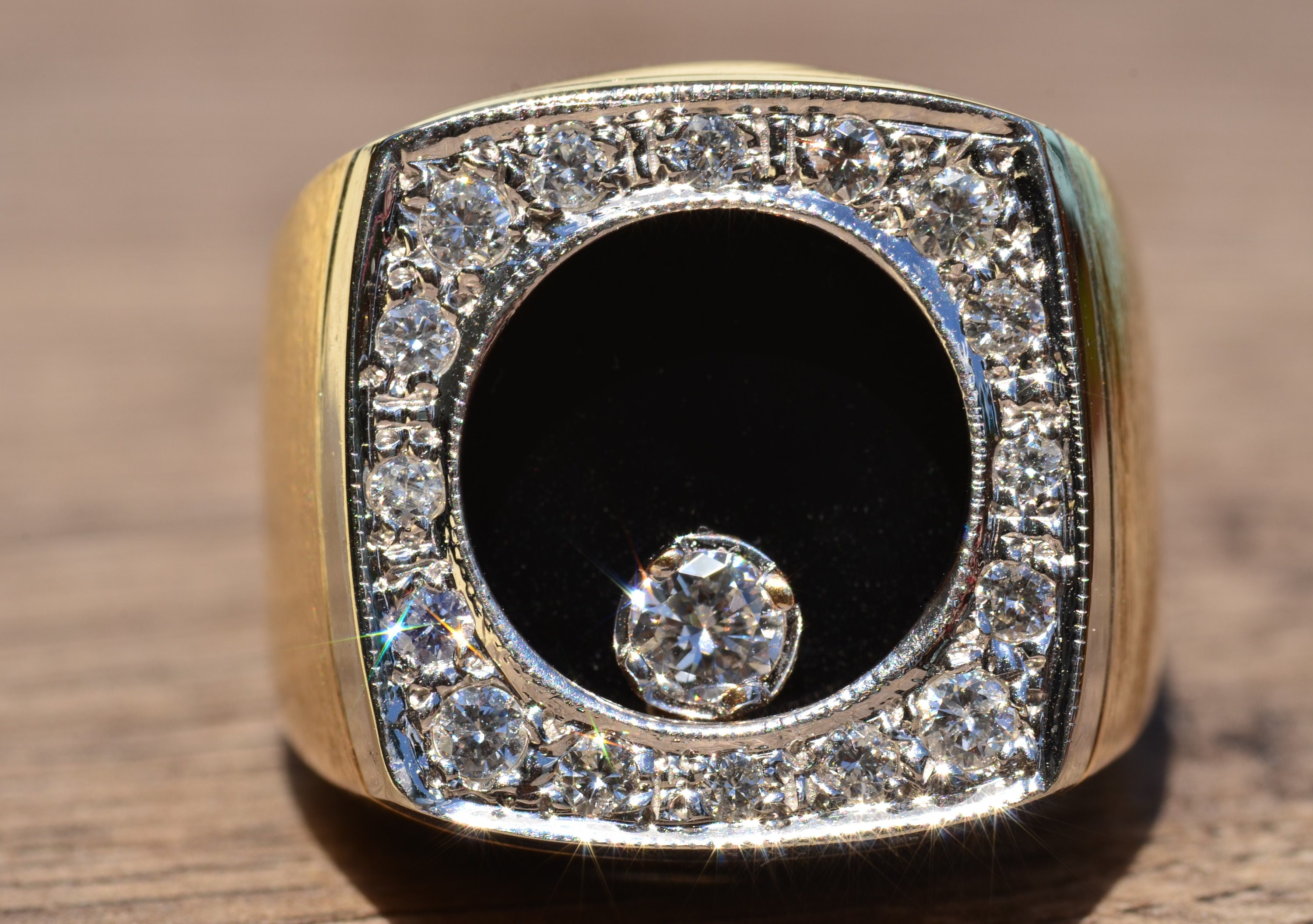 Mens floating diamond best sale ring