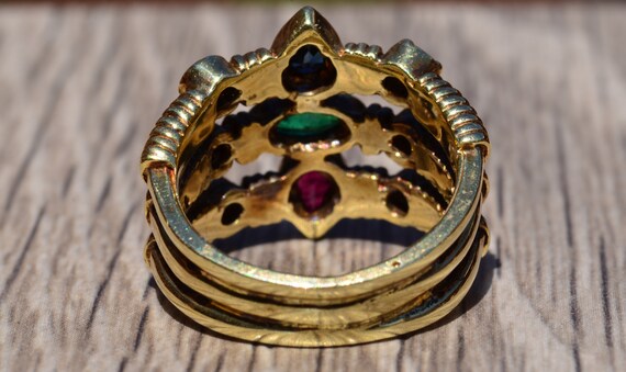 Tri-row Stack-able Modernist Style Statement Ring - image 4