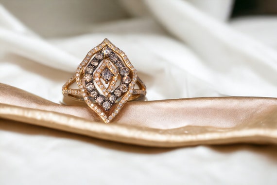 Colored Diamond Cocktail Ring in Yellow Gold - image 10