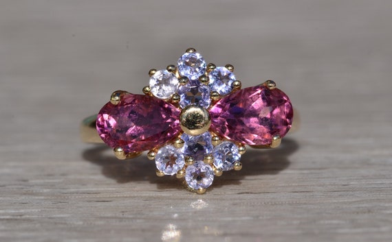 Ladies 14K Tourmaline and Tanzanite Cocktail Ring - image 6