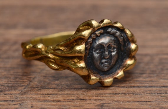 Signed Ring set with Ancient Coin Motif in 18 Kar… - image 2