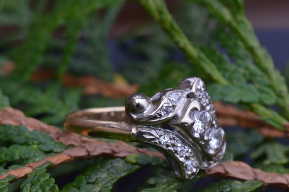 Two Tone Antique Two Stone Ring - image 5