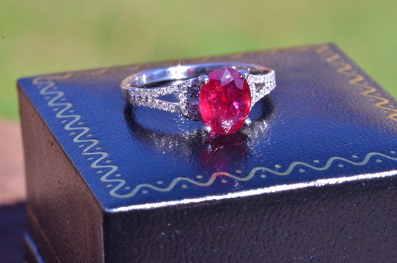 2.04 Carat Ruby in Custom 18 Karat White Gold Mou… - image 2